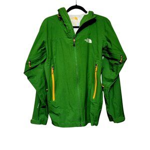 The North Face HyVent 2.5L Green Waterproof Jacket with Hood & Yellow Zipper